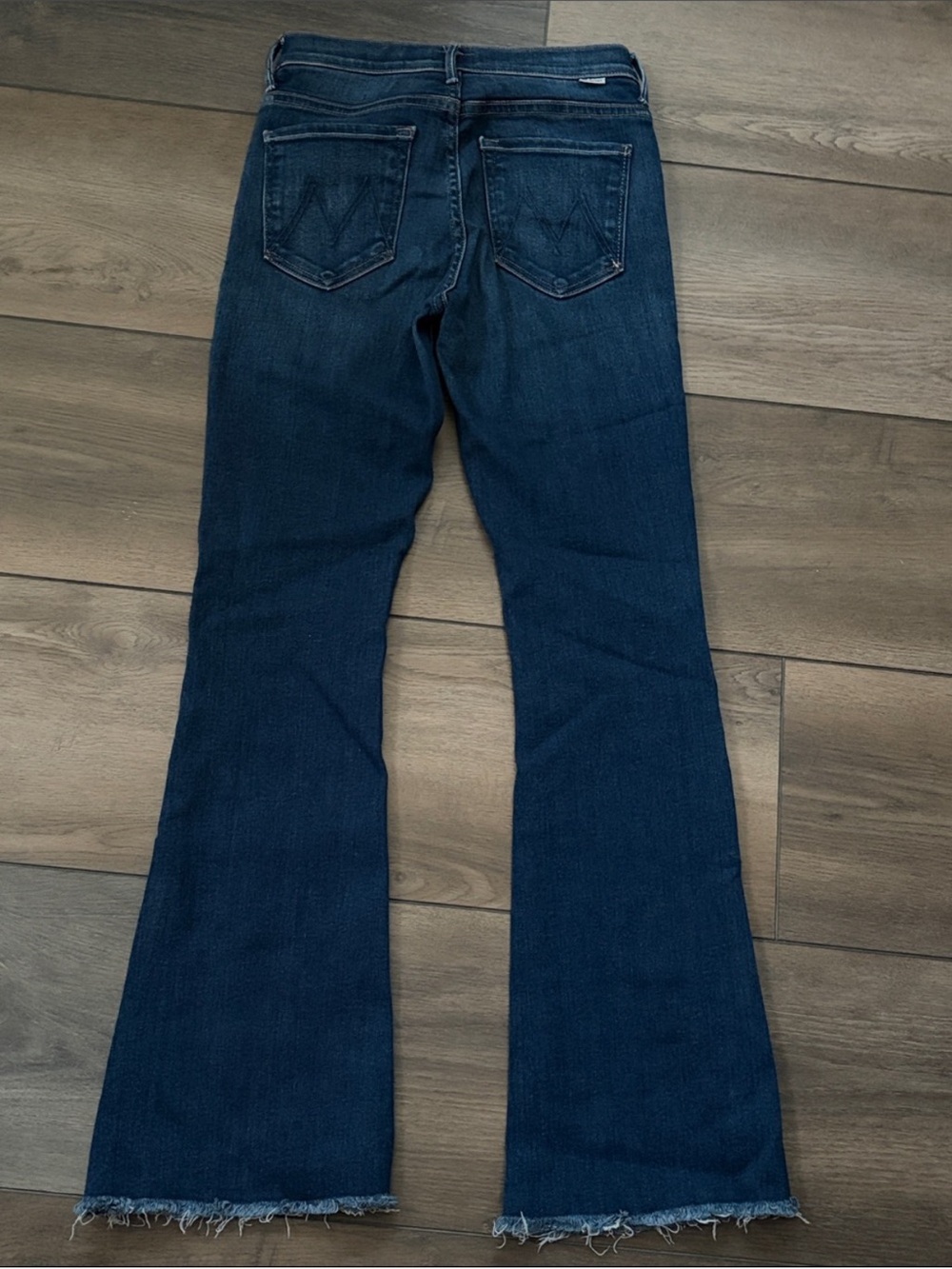 MOTHER The Weekender Women’s Dark Blue Flare Jeans with Raw Hem - Home Movies - Picture 4 of 8